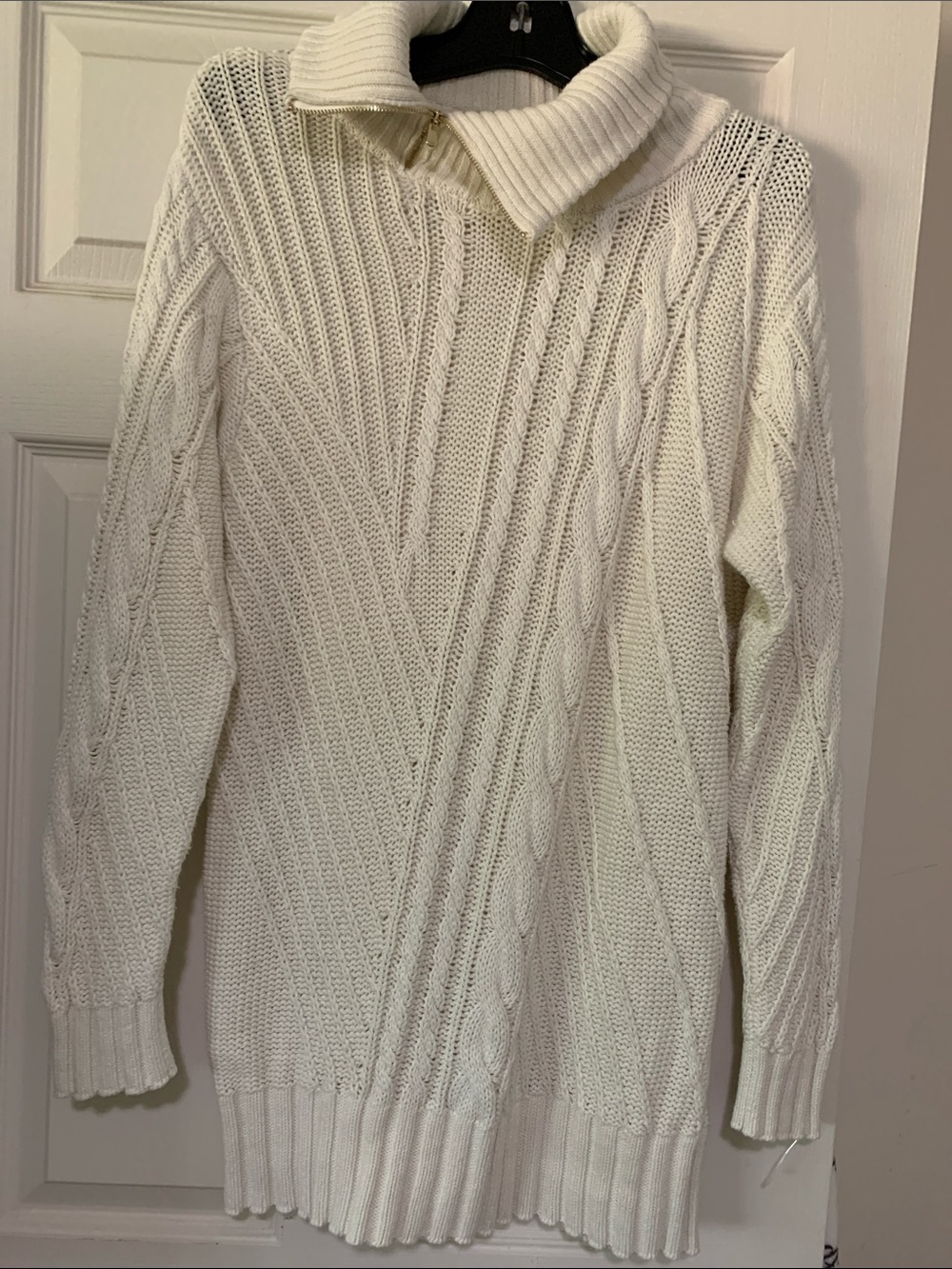 St. John's Bay Cream Cable-Knit Zip-Collar Sweater